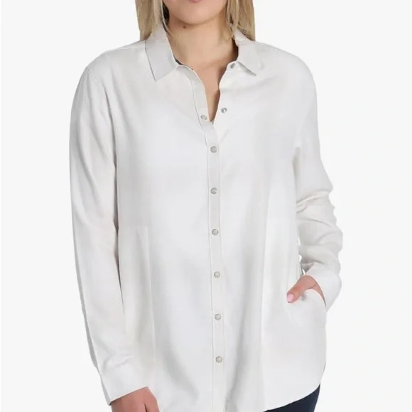 Jack’s Girlfriend New York Women's White Button-Up Blouse - Picture 1 of 4